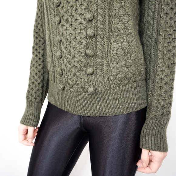 J. Crew Popcorn Cable Knit Green Sweater NWT M 362 - Picture 8 of 8